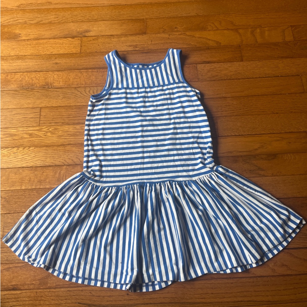 Girls Blue and White Striped Dress